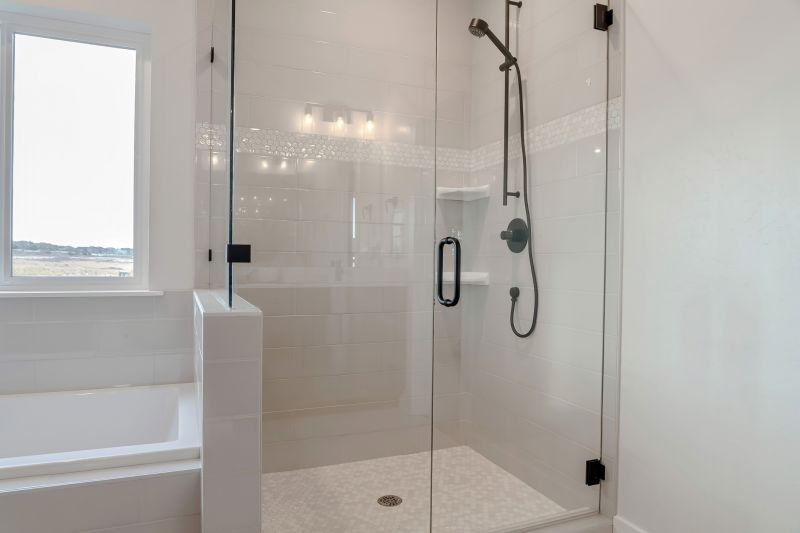 Glass Enclosed Shower in a Narrow Space